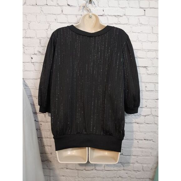 Kalico Queen VINTAGE Women's Size 38 Black Silver Metallic Blouson Blouse. - Picture 7 of 8